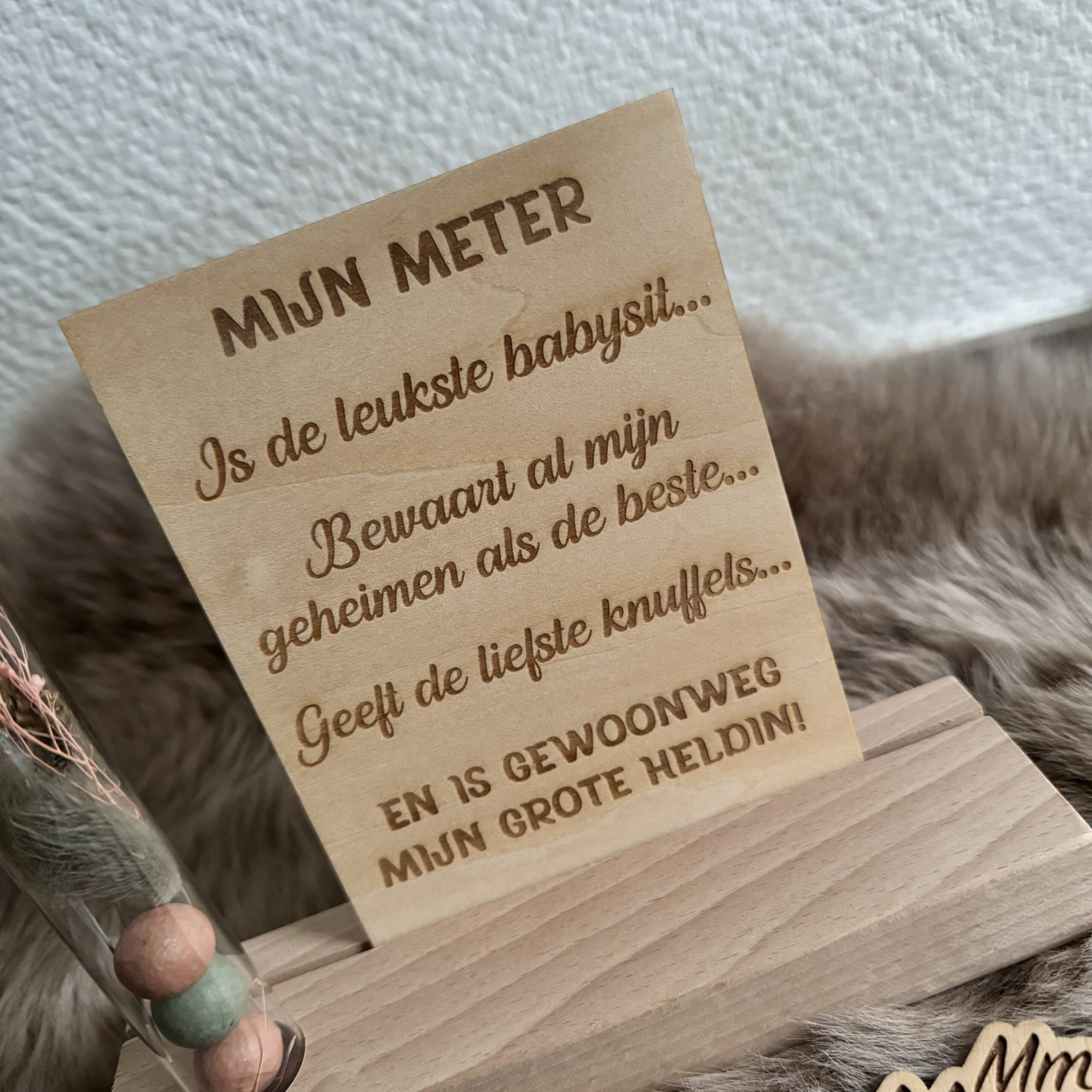 Kaarthouder met droogbloemen & bloembommetjes - 'mijn meter' - Afbeelding 3