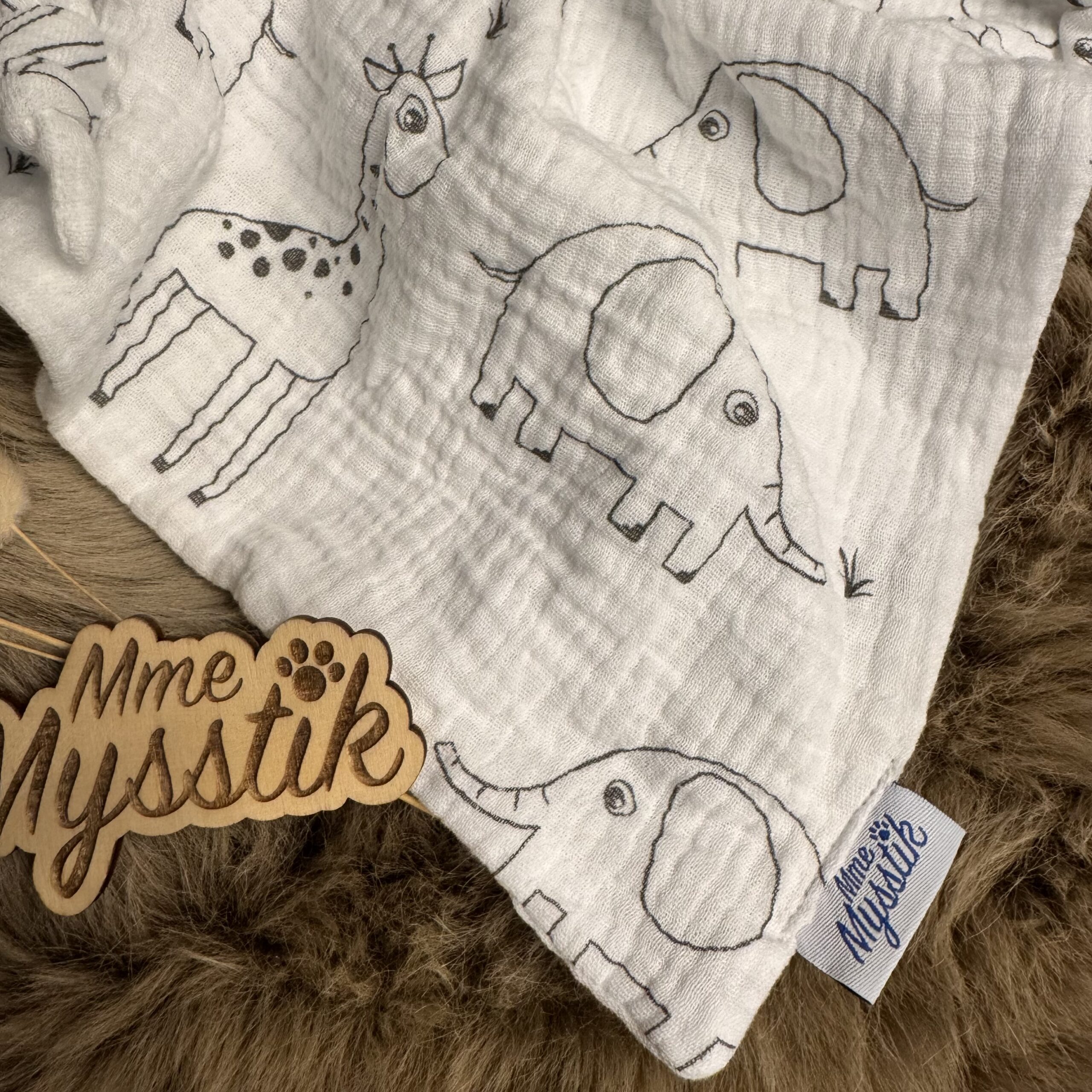Knuffelpopje tetra - safari (wit) - Afbeelding 2