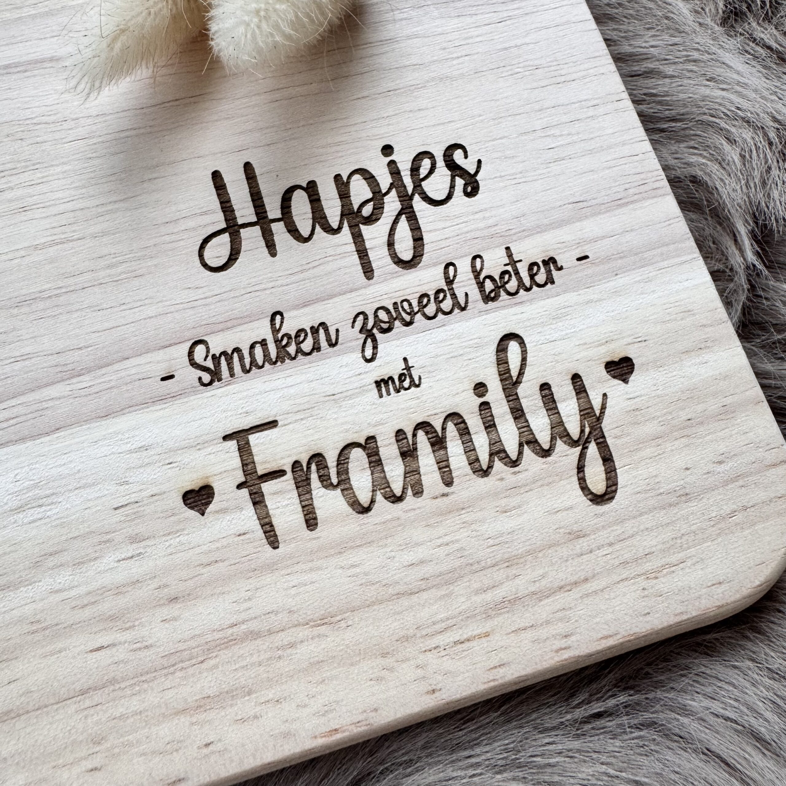 Hapjesplank rubberhout - 'Framily' - Afbeelding 2