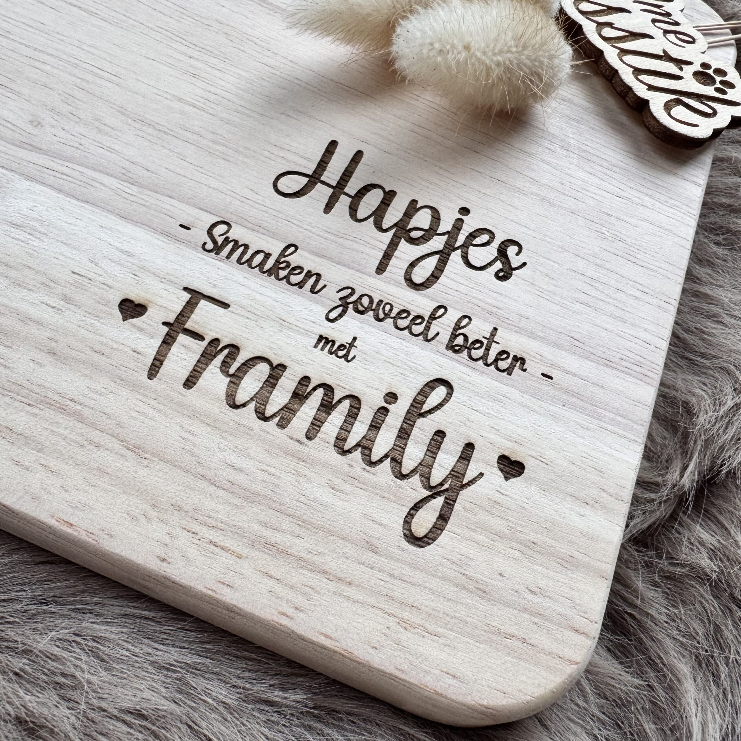 Hapjesplank rubberhout - 'Framily' - Afbeelding 3