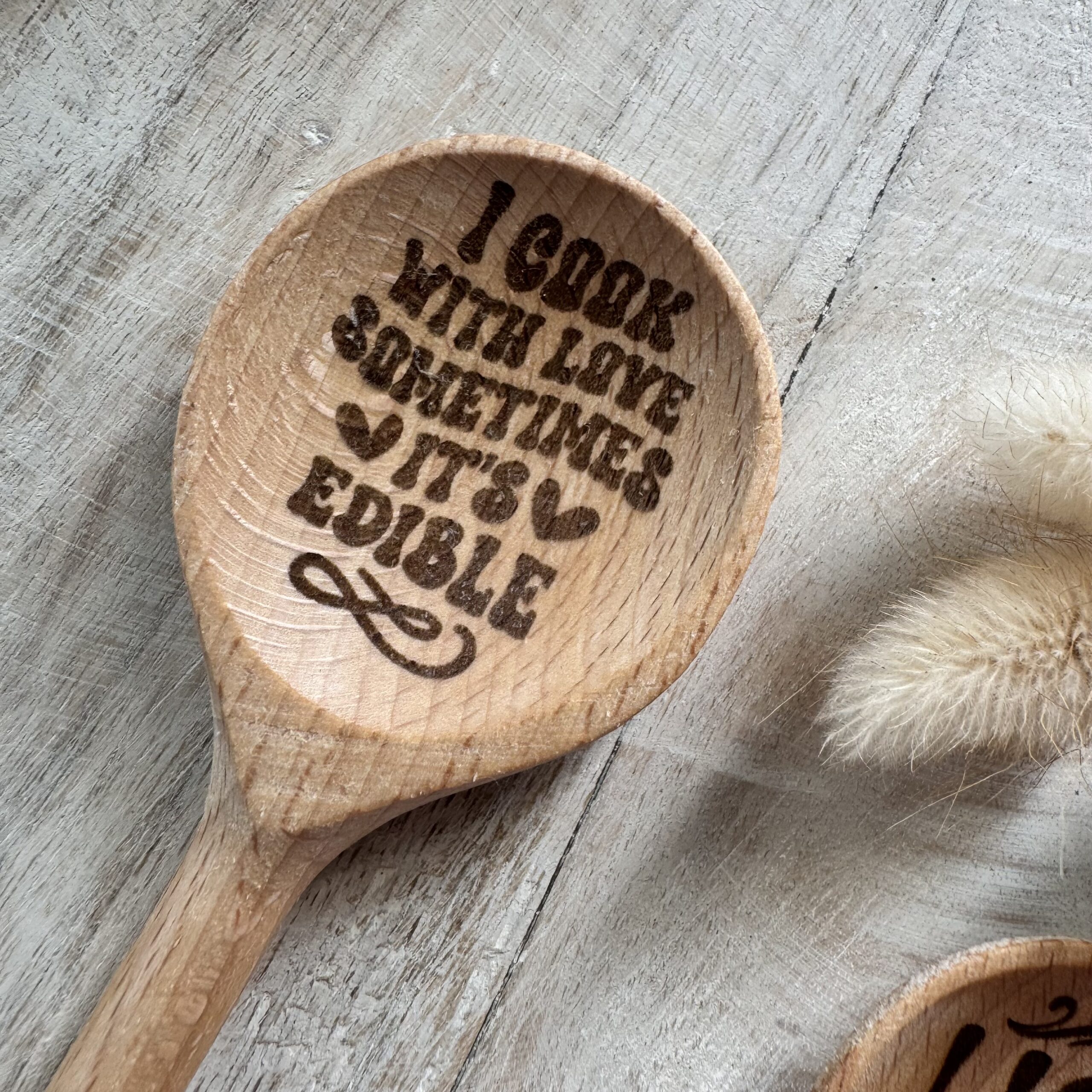 Houten lepel (rond) - gegraveerd met leuke quote - Afbeelding 4
