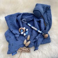Knuffelpopje tetra – blauw met driehoekjes