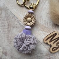 Luxe sleutelhanger: daisy – goud & paars