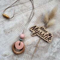 Borstvoedingsketting – blush met houten ring