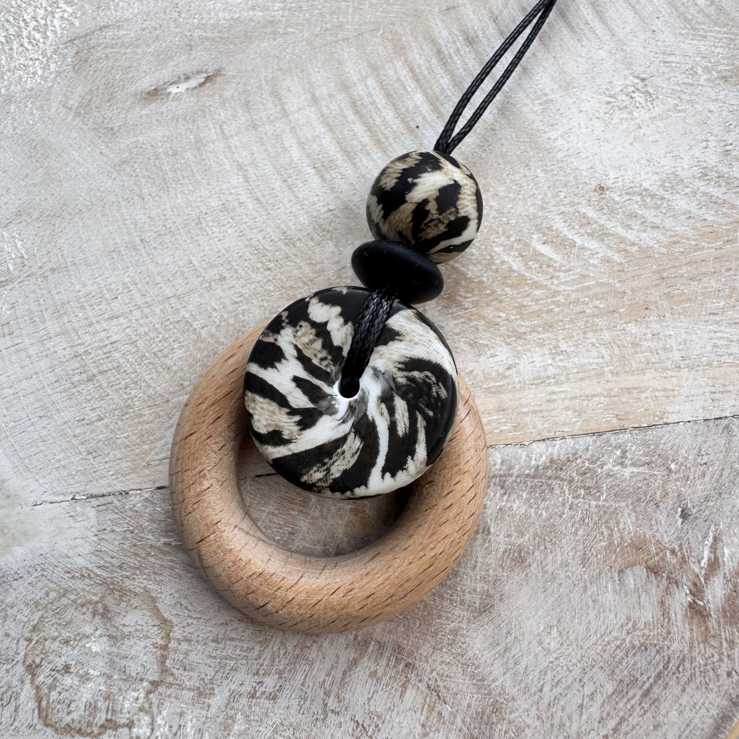 Borstvoedingsketting - luipaard met houten ring - Afbeelding 2