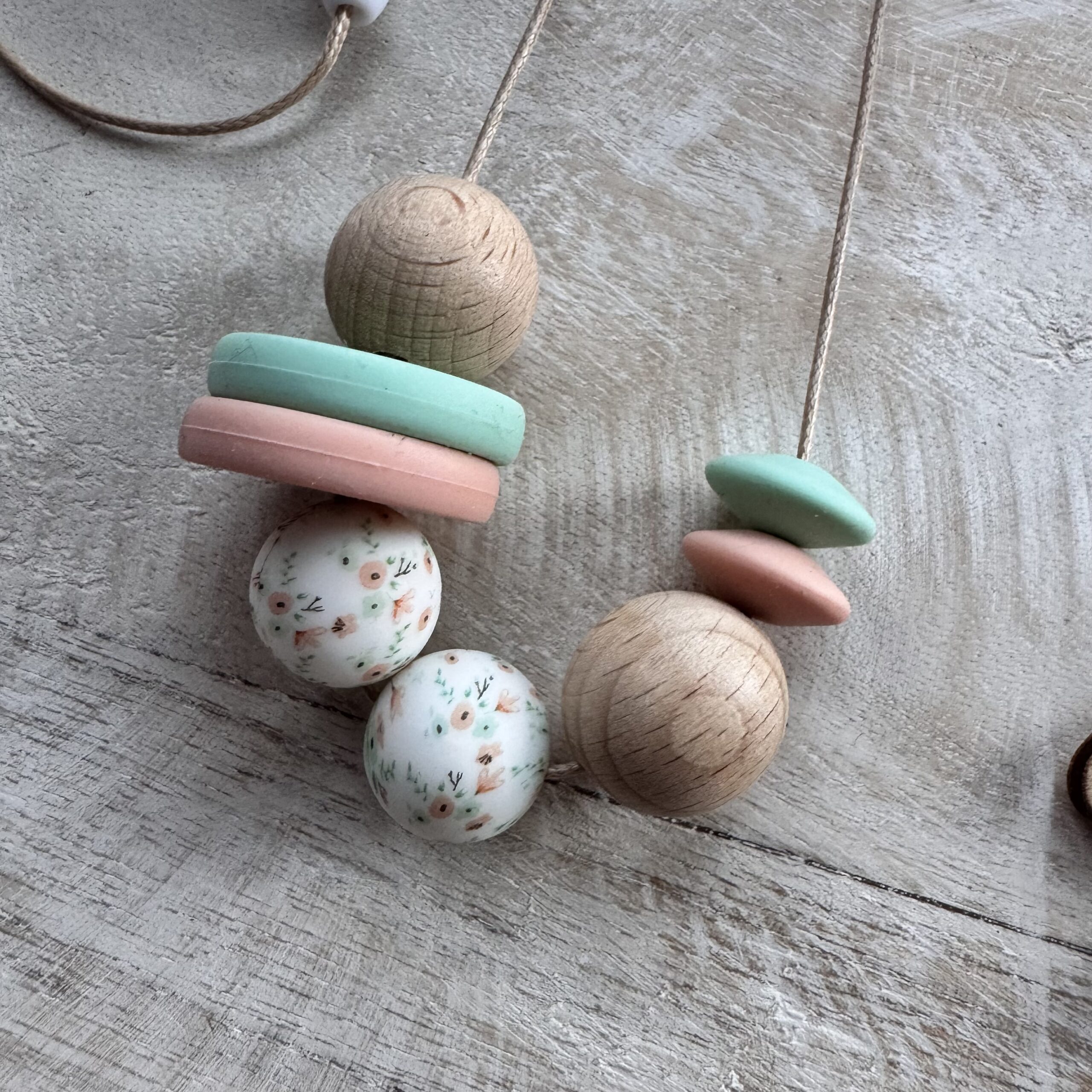 Borstvoedingsketting - spring flowers met hout - Afbeelding 2