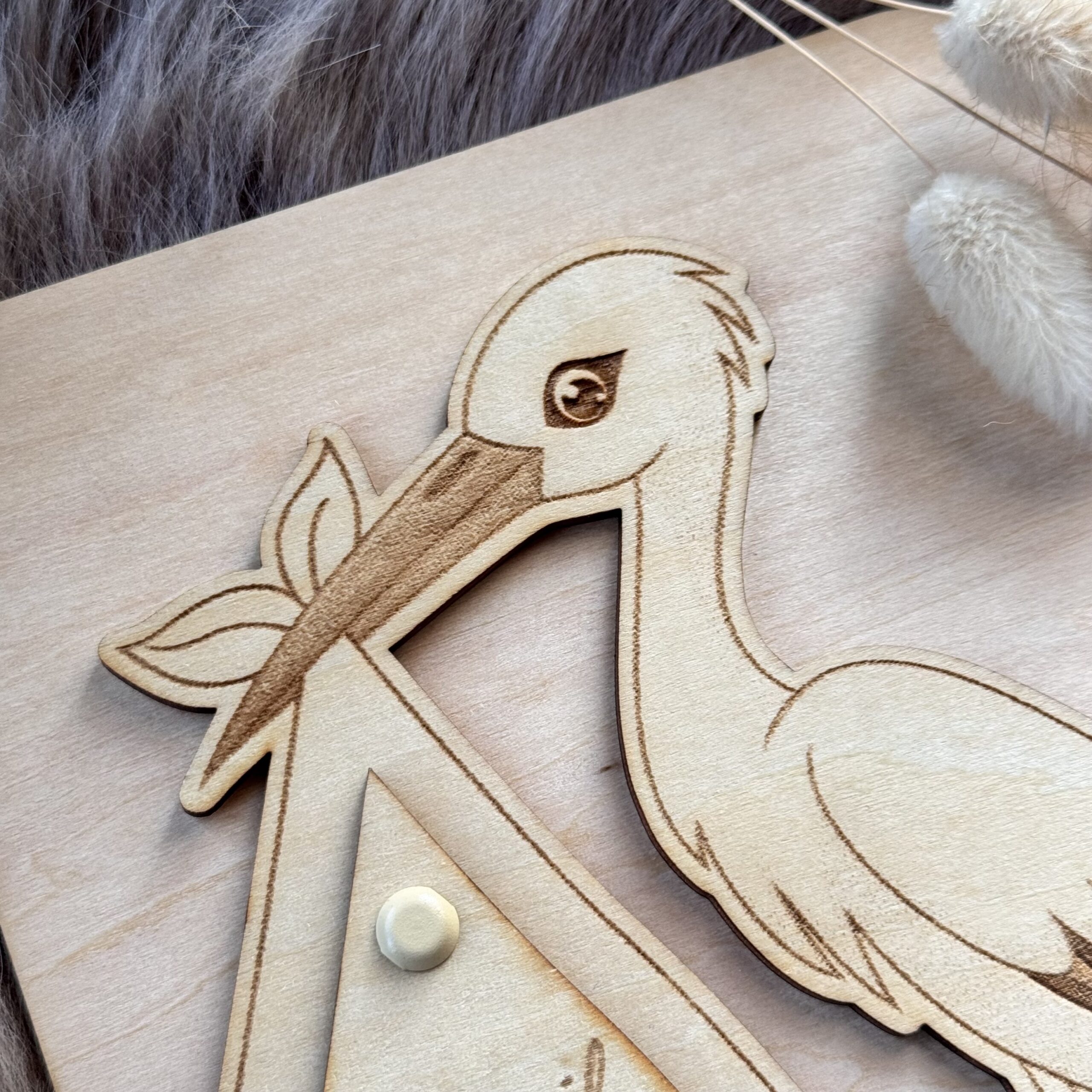 Houten kaart met een vraag - ooievaar 3D - Afbeelding 3