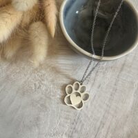 Ketting met hondenpootje & hartje (groot)