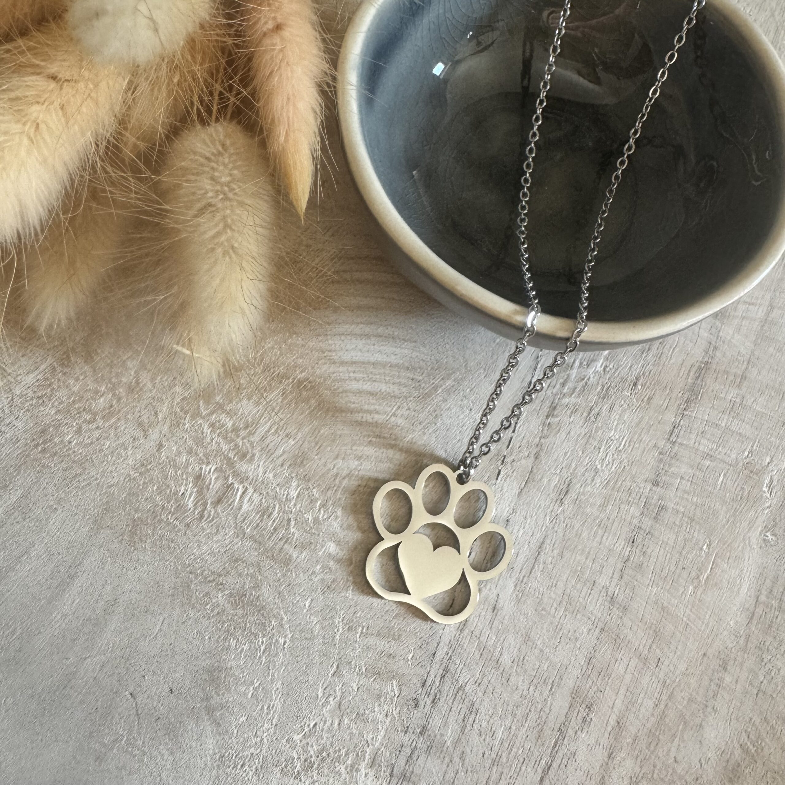 Ketting met hondenpootje & hartje (groot) - Afbeelding 2