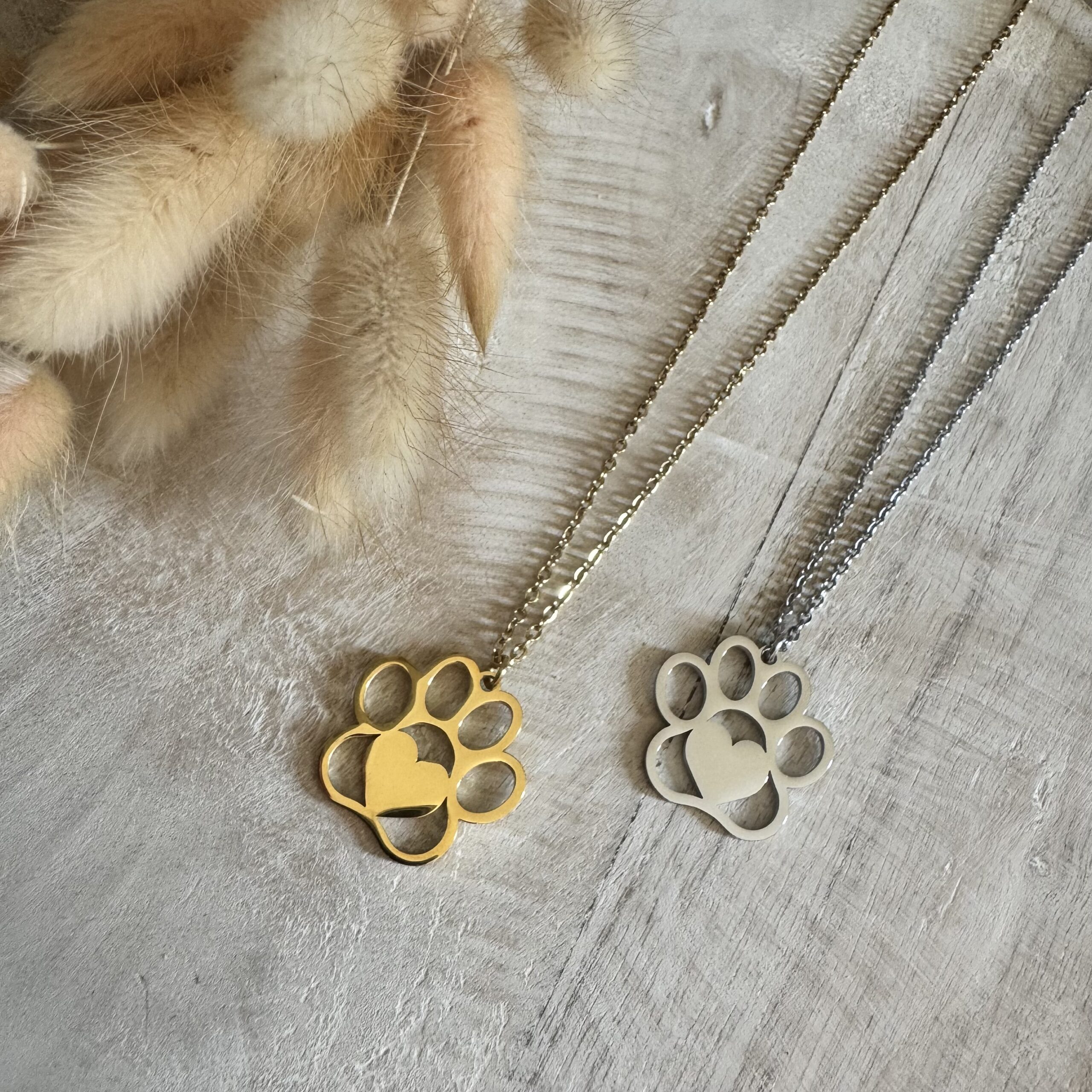 Ketting met hondenpootje & hartje (groot)
