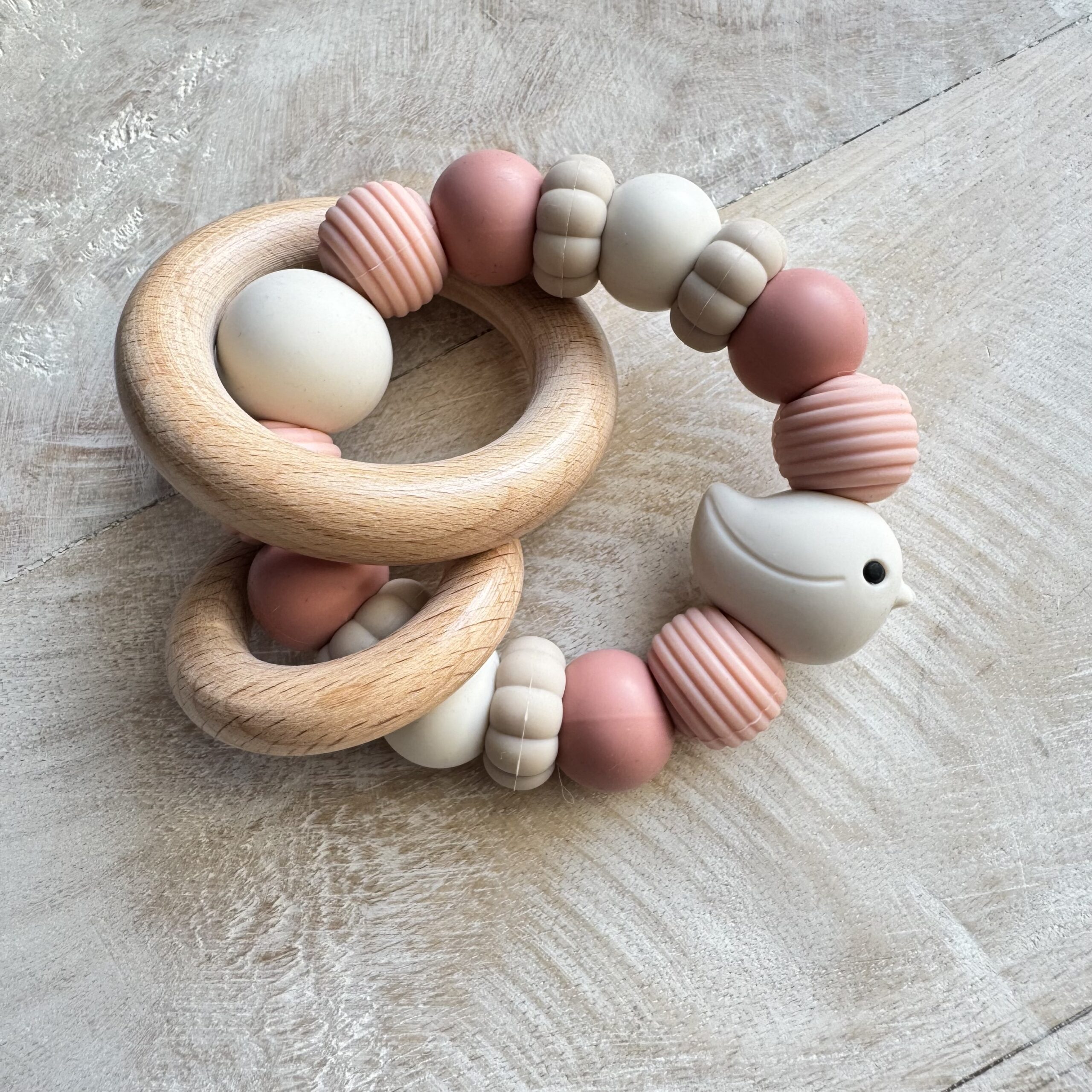 Setje (medium) - 'birdie' cream & pink - Afbeelding 2