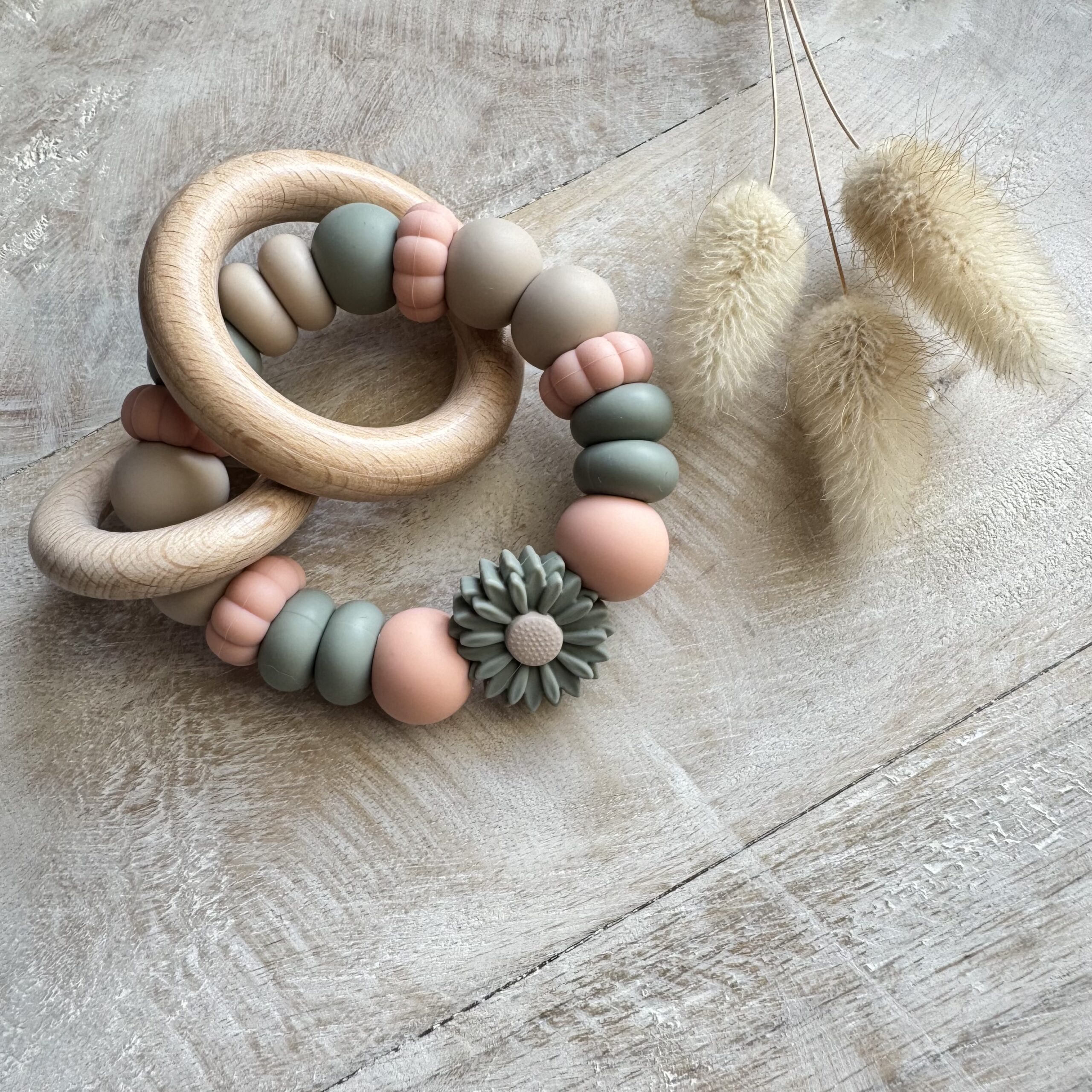 Setje (medium) - 'flowers' zeegras & blush - Afbeelding 2