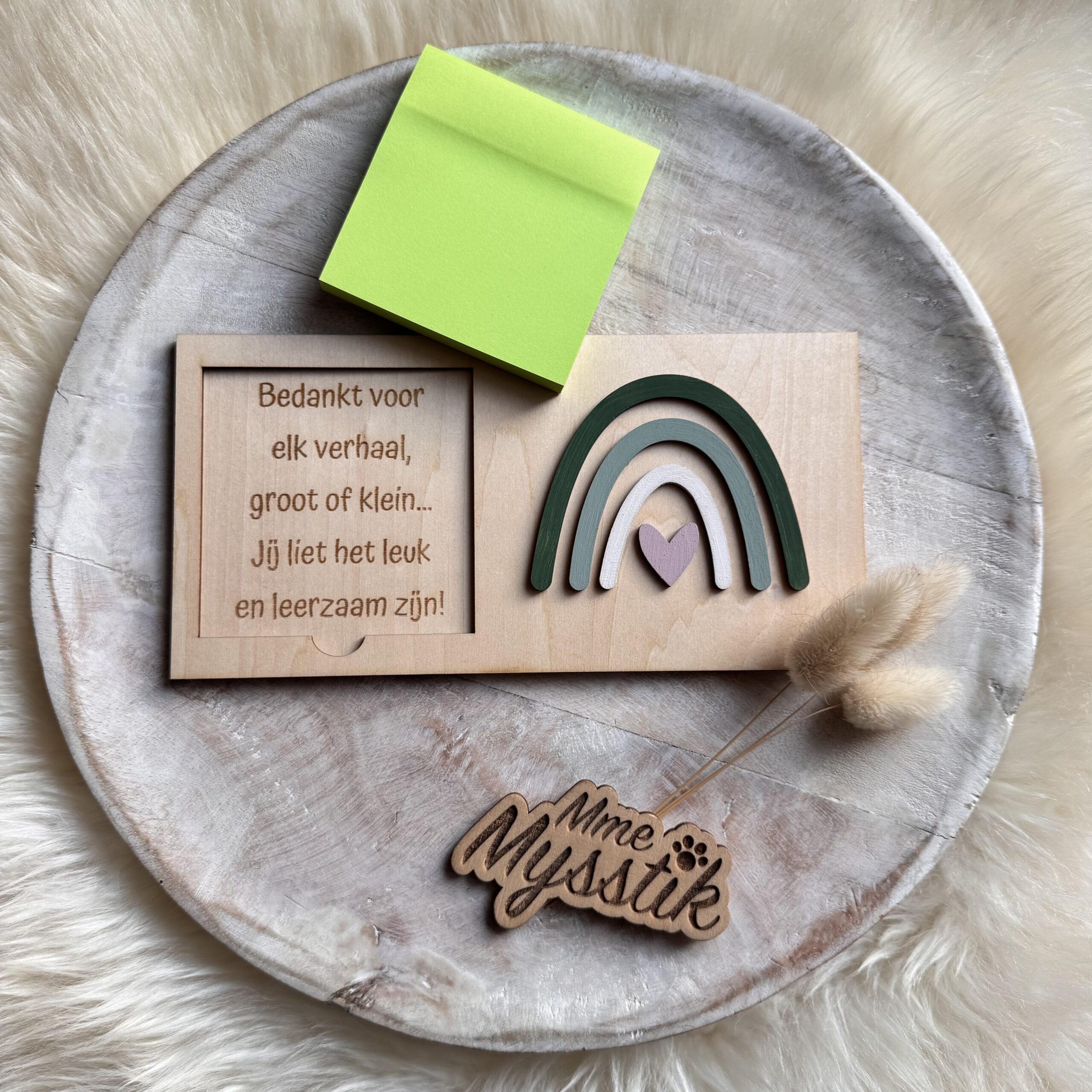 Post-it houder groene regenboog - personaliseerbaar