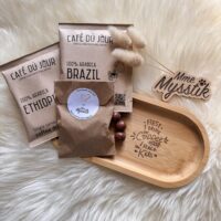 Gegraveerd koffiebordje (+ koffie & chocolade)