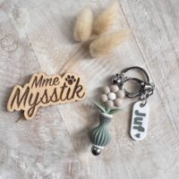 Sleutelhanger juf – bloemenvaasje ‘groen’
