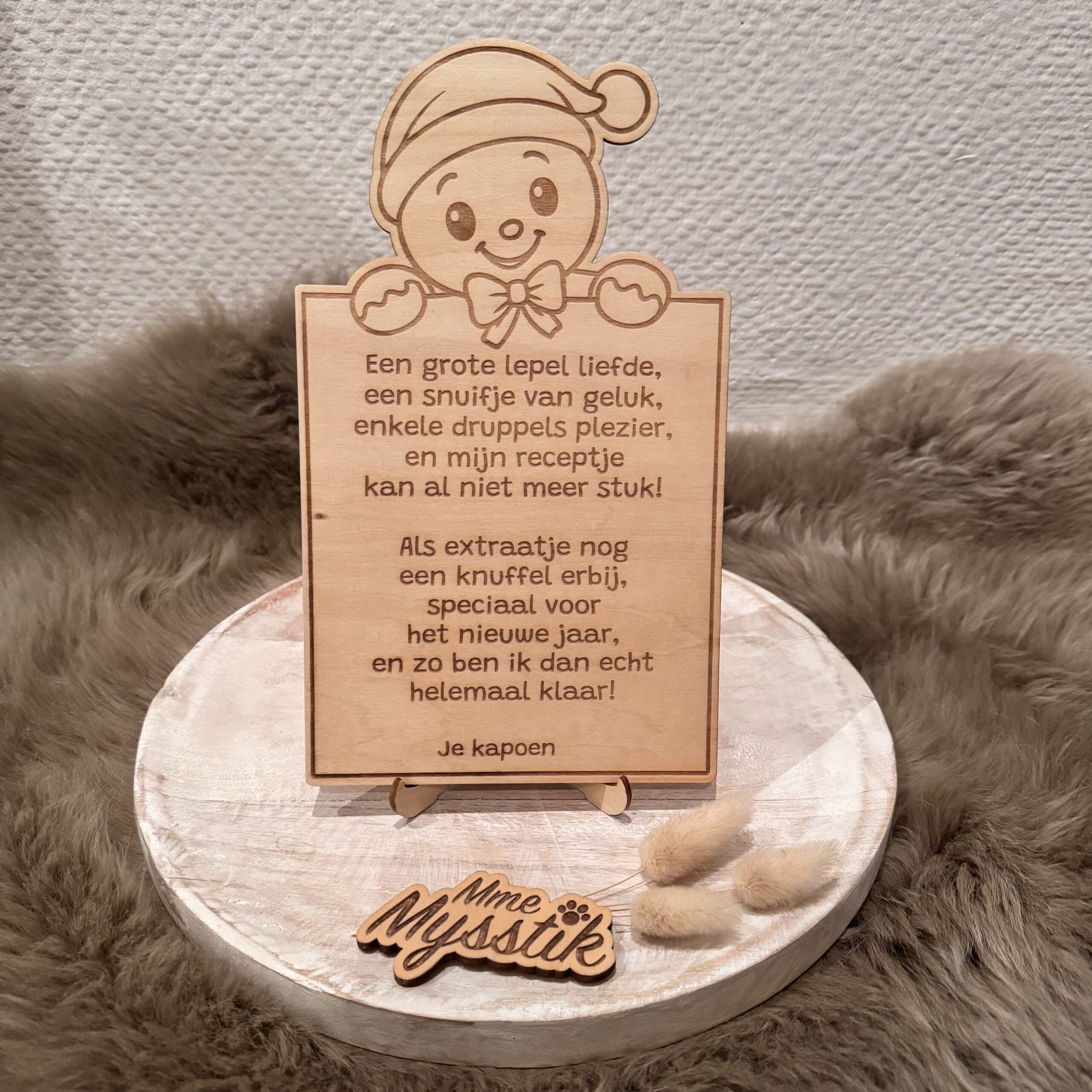 Nieuwjaarsbrief in hout ‘hertje’ - Afbeelding 4