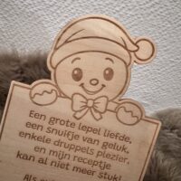 Nieuwjaarsbrief in hout ‘peperkoeken mannetje’