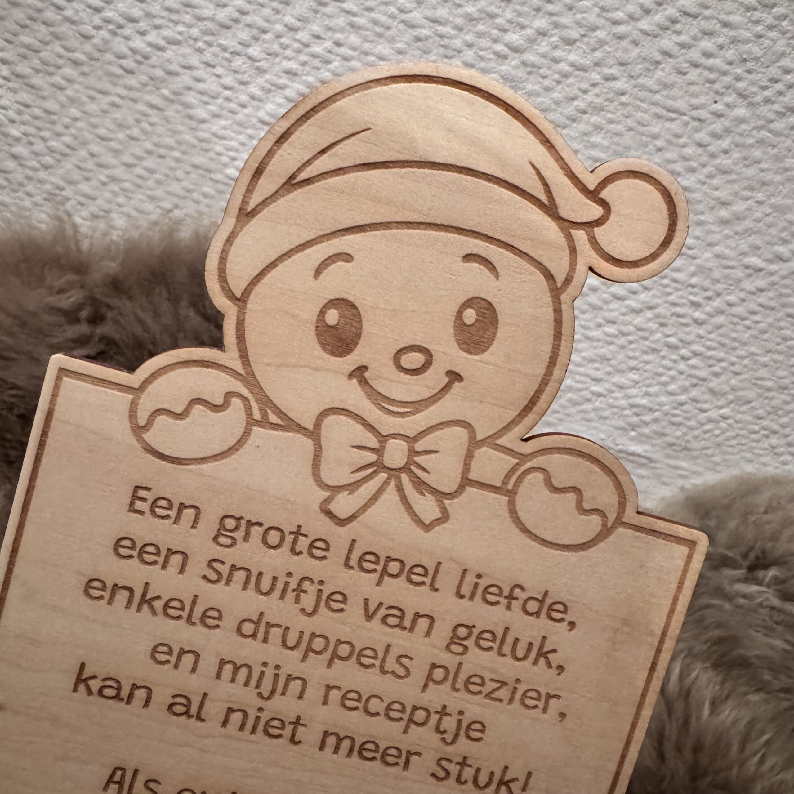Nieuwjaarsbrief in hout ‘peperkoeken mannetje’ - Afbeelding 2