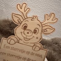 Nieuwjaarsbrief in hout ‘hertje’
