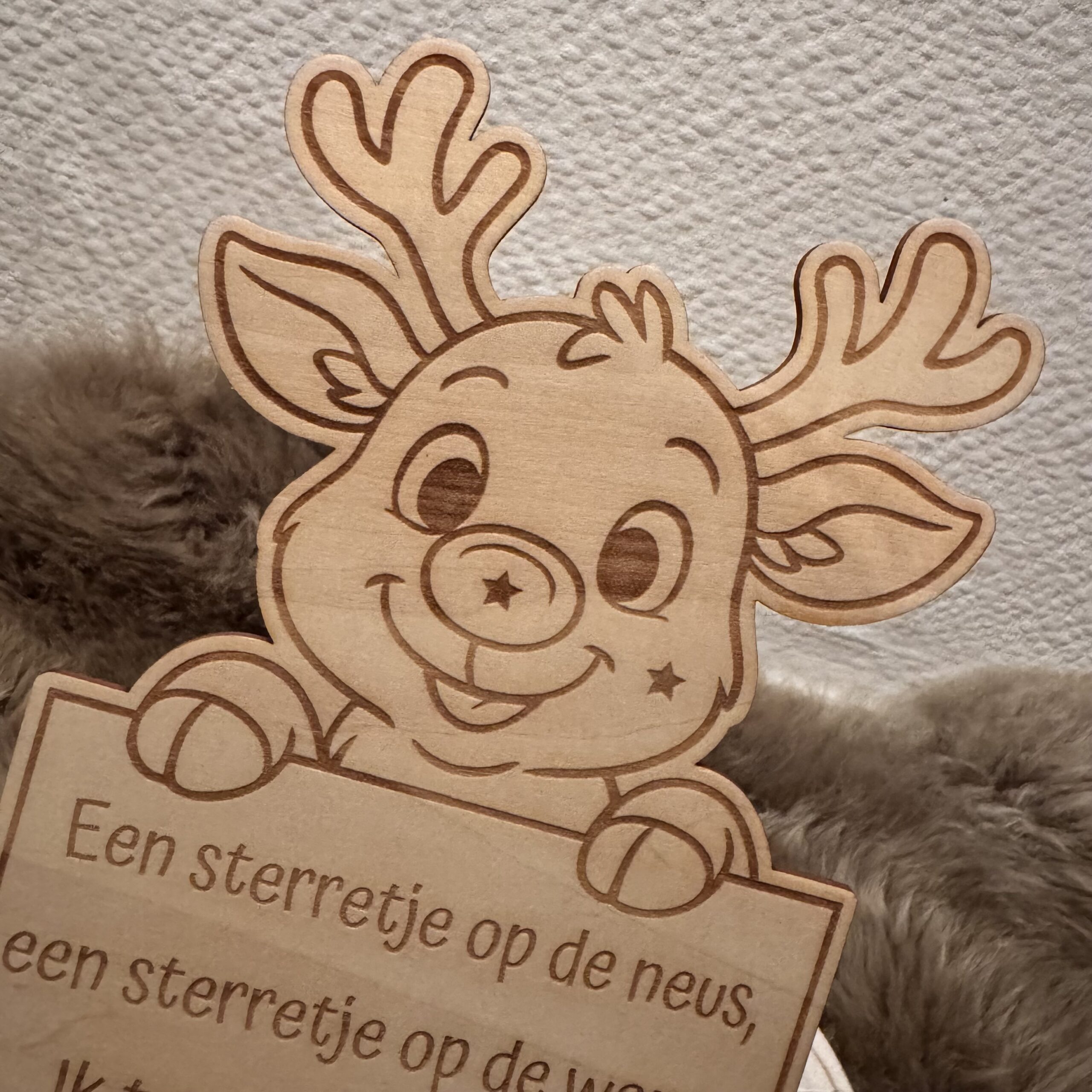 Nieuwjaarsbrief in hout ‘hertje’ - Afbeelding 2
