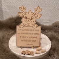 Nieuwjaarsbrief in hout ‘hertje’